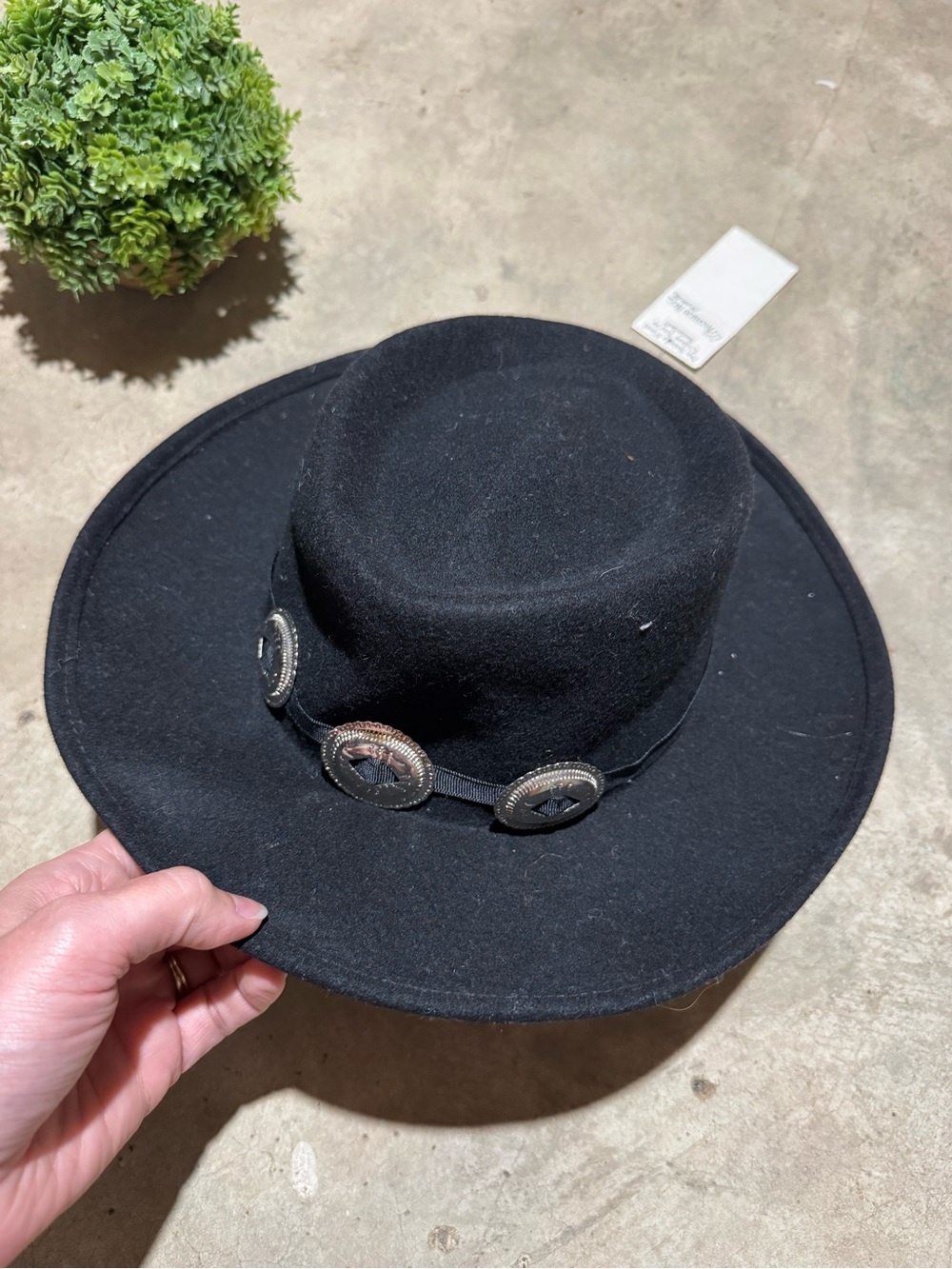 Vintage NWT Fashion Bug‎ 100% Wool Western Hat Medallion Cowgirl Black Festival